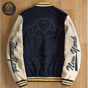 Lettre personnalisée graphique à manches longues rayé garniture bouton Bomber vestes simple boutonnage décontracté collège Baseball Varsity vestes - Product Image 2