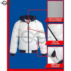 Men's <b>Lightweight</b> Quilted Bomber <b>Jacket</b> Full Zip up Hooded Puffer with Ribbed Bottom Stand Collar Warm Outdoor Wear Sizes M-XXL - Product Image 6