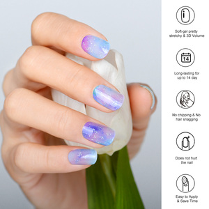 Envolturas de <span class=keywords><strong>uñas</strong></span> de gel semicuradas con purpurina Galaxy personalizadas al por mayor, 20 piezas | Lámpara UV con efecto 3D que se endurece, resistente al agua y de larga duración - Product Image 3