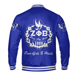 Zeta Phi Beta 1920 Varsity Jacket Azul Blanco Hermandad Letterman ZPB Greek Life Chenille Patch Founders Edition Wear - Product Image 5