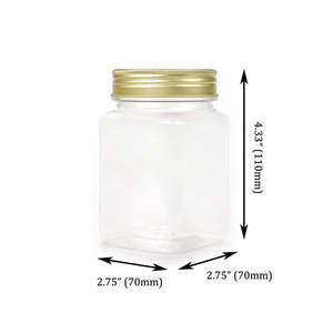 Bocaux carrés en plastique transparent de qualité alimentaire de 12 oz vides avec couvercle en plastique pour le stockage de bonbons et de biscuits, approvisionnement en gros - Product Image 6