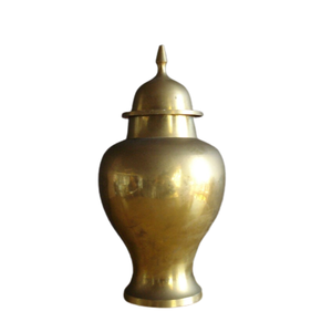 Ginger Brass Simple Vintage Brass Ginger <b>Jar</b>, Decorative Extra Large Brass <b>Urn</b> With Lid, Brass <b>Jar</b> Brass Gold - Product Image 1