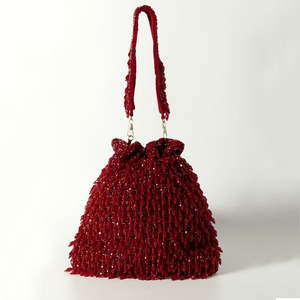 Pochette Potli indienne faite à la main, style bohème, broderie géométrique à pampilles, durable, ornée de diamants et de chaînes de perles, pour cadeaux de mariage et de demoiselles d'honneur - Product Image 5