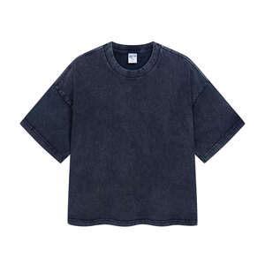 Camiseta al por Mayor con Logotipo Personalizado, Estilo Holgado, Tejido de Algodón Grueso, Estilo Cuadrado, Lavado Ácido, Estampado Sólido, Camiseta Lisa - Product Image 6