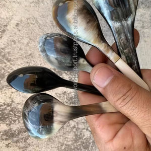 Cuillère à corne de buffle Cocktail Muddler Cuillère à mélanger Cocktail Home Bar Outils Ensemble pour couleur noire naturelle FCrom Falak World Export - Product Image 5