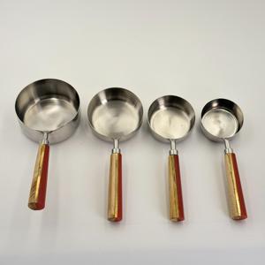 Juego de Tazas y Cucharas Medidoras de Acero Inoxidable de Alta Calidad con Mango de Madera y Resina, de 1.25ml a 250ml, para Hornear - Product Image 3