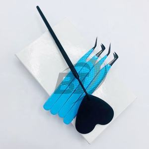 Herramienta de belleza profesional Pinzas de pestañas de acero inoxidable sostenibles Punta de plasma azul negro Extensiones de pestañas Tipo de volumen puntiagudo - Product Image 3
