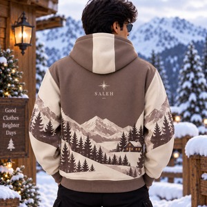 Christmas Inspired Custom Embroidered & Printed 100% Cotton Fleece Unisex Hoodies Winter Pullover Sweatshirt Wholesale OEM - Product Image 2