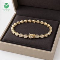 Bracelet tennis de luxe certifié IGI avec diamants de laboratoire taille poire en or jaune 14K 18K D VVS CVD HPHT sur mesure, vente en gros Betterstar