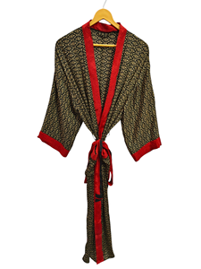 Fait à la main indien Vintage soie recyclée Sari Kimono Patchwork Kimono Robe Bikini couvrir vêtements de nuit longue Robe, - Product Image 2