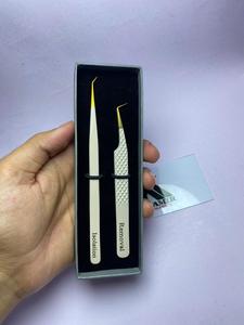 Ensemble de pinces à extensions de cils en acier inoxydable de qualité supérieure, anti-magnétiques, à pointe lisse, poignée confortable, 10 mm, pour la greffe de cils, Kaamir - Product Image 5