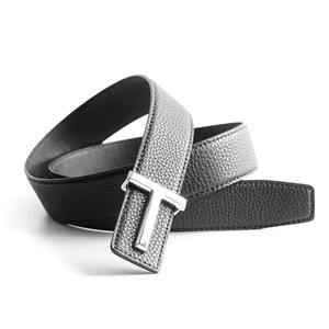 Top Luxury Designer Brand Steel T Buckle <b>Belt</b> Men High Quality Women Genuine Leather <b>Dress</b> Strap Jeans Waistband Grey - Product Image 2