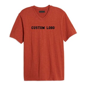 OEM personalizado cuello en V camisetas algodón poliéster secado rápido Casual en blanco hombres cuello en V camisetas ropa de hombre de talla grande logotipo personalizado - Product Image 5