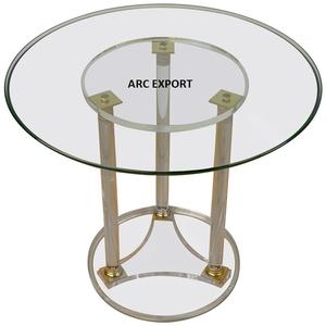 Mesa central de metal de vidrio transparente Soporte de metal fuerte de diseño moderno elegante para la mesa de comedor de hierro de metal de gran tamaño más vendida - Product Image 3