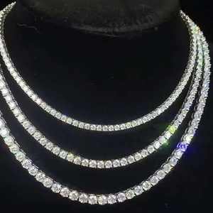 Collier chaîne tennis style hip-hop RTS, diamant moissanite de laboratoire 2,0 mm-6,5 mm, argent 925, glacé, moissanite VVS - Product Image 3