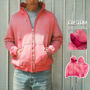 Sudadera con capucha de lana de invierno de gran tamaño de algodón pesado con estampado de lavado ácido de lujo para hombre - Product Image 1