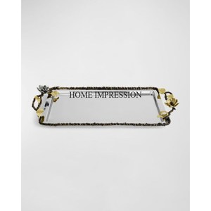 ถาดโลหะขัดเงาสีเงินมีสไตล์สวยงามพร้อมด้ามจับดีไซน์ดอกไม้และใบไม้สุดสร้างสรรค์ - Product Image 1