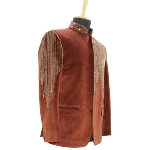 Ventes en gros 2025 Nouveaux manteaux pour femmes en denim à manches longues, brodés à la main, luxueux, décontractés, avec des perles et des diamants - Product Image 2