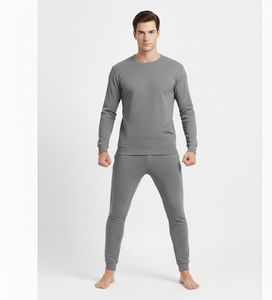 FrostLayer Grey <b>Men</b> <b>Thermal</b> Suit Soft Full Sleeve Breathable Fabric Providing Balanced Winter Warmth - Product Image 4