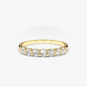 Anillo de boda delicado con siete diamantes cultivados en laboratorio en forma de U, 0.45 ct, claridad E-F VVS, en oro macizo de 14K con engaste de garras, para fiestas. - Product Image 3