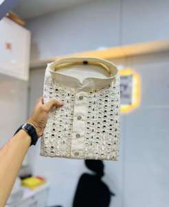 Dernier ensemble de créateur Pantalon en coton kurta en soie douce à la demande avec un vrai miroir Design de travail à la main sur le cou Exportateur mondial - Product Image 3