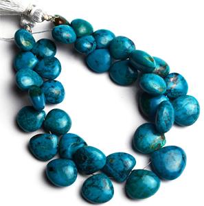 พลอยธรรมชาติ chrysocolla เรียบ9-14มมรูปหัวใจลูกปัด Briolette ขนาด7นิ้วลูกปัดพลอยหายากมาก - Product Image 1