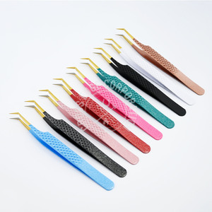 Pinzas para Extensión de Pestañas con Punta de Fibra 45, Pinzas de Precisión para Mega Volumen Ruso, Agarre Antideslizante, Herramienta Profesional, Superventas - Product Image 1