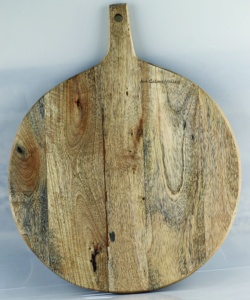 Pelle à pizza ronde en bois d'acacia avec poignée, finition naturelle rustique, durable pour un usage domestique - Product Image 5