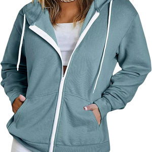 Sweat à capuche à manches longues pour femmes veste manteau poches zippées manteau d'hiver en Polyester/coton brodé Technics - Product Image 1