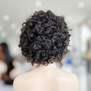 Pelucas con pelo corto Super doble dibujo calidad textura rizada color natural pelucas de cabello humano vietnamita - Product Image 4