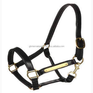 Licou de cheval en cuir souple rembourré entièrement réglable noir ou marron de haute qualité dans toutes les tailles personnalisées avec plaque nominative et matériel en laiton - Product Image 4