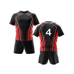 Ensemble d'uniformes de rugby de taille adulte en polyester respirant de haute qualité Maillots d'équipe cousus durables - Product Image 3