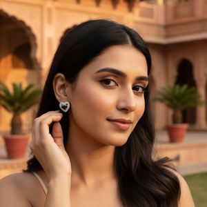 Boucles d'oreilles pendantes en argent faites à la main en Inde avec diamant, bijoux classiques pour femmes pour mariage, fiançailles, fête - Product Image 4