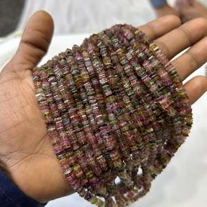 Cuentas DE FORMA DE NEUMÁTICO facetadas de turmalina múltiple de 6mm de calidad AAA, cuentas de corte de rueda de turmalina de colores mezclados - Product Image 1