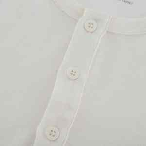 T-shirt Henley en laine mérinos de haute qualité, couleur blanche, coupe ajustée pour homme - Product Image 3