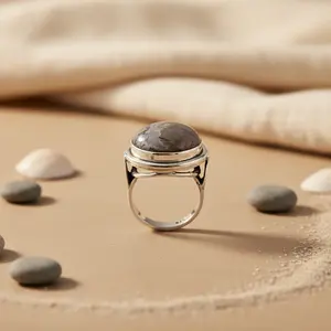 Bague géométrique en argent 925 avec pierre précieuse pour femme, bijoux en platine avec garnet plaqué rhodium, bague simple et élégante pour homme - Product Image 2