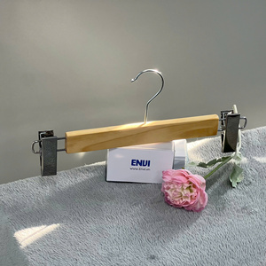 Wholesale Heavy Duty Wooden Clothes Hangers with Clips Custom Logo Low MOQ for Pants Dresses Garments Made in Vietnam - Product Image 4