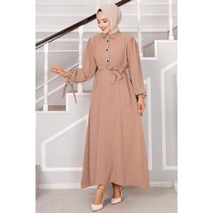 Robe Hijab Motif de Pierre à Demi Boutonné Vison - Product Image 5