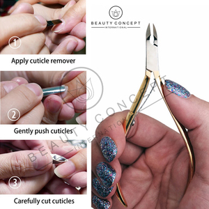 Stainless Steel Luxury Nail Clipper Wide Jaw Opening Customized Made <b>Half</b> Golden Color Non <b>Slip</b> Handle Cuticle Nail Nipper - Product Image 6