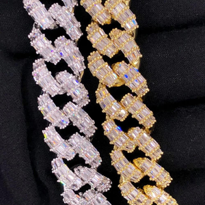 New Arrival Miami Cuban Link Hiphop <b>Bracelet</b> VVS <b>Baguette</b> Moissanite Diamond Stubbed 925 Sterling Silver - Product Image 2