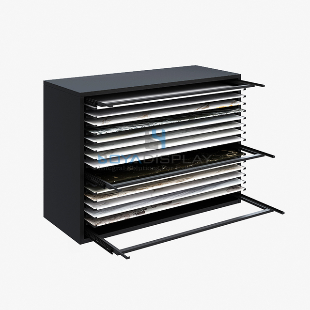 Customize OEM ODM Marble Quartz Granite Wood Floor Ceramic Tile Stone Sample Drawer Display Units Rack Stands Showroom Display