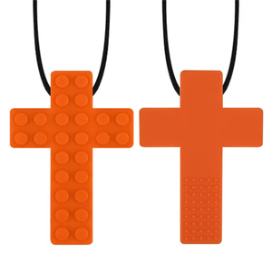 Mềm thực phẩm lớp an toàn Silicone cảm giác Chew mọc răng Đồ chơi hình chữ thập xây dựng khối Mặt dây chuyền bé Teether Vòng cổ - Product Image 3