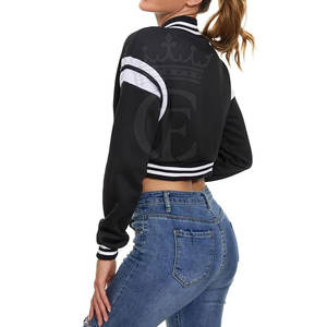 La mejor tela con logotipo personalizado para mujer, Chaqueta corta con letras, Chaqueta corta con letras de secado rápido, Chaqueta corta con letras de manga larga - Product Image 2