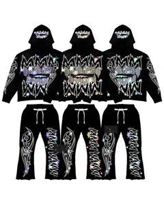 Meilleur ensemble de survêtement pour homme, style streetwear, 100% coton, léger, avec poches, effet baggy, avec strass, pour l'hiver, fabriqué au Pakistan - Product Image 3