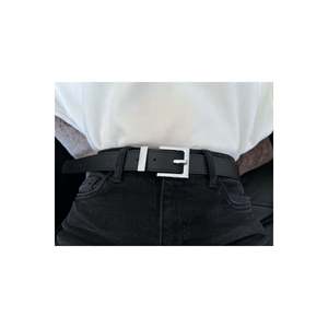 Ceinture pour femme à boucle carrée 2 pièces, ceinture pour pantalon, ceinture pour veste, ceinture pour robe - Noir - Or et argent - Product Image 6