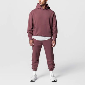 Ropa de calle de invierno de alta calidad, chándales ligeros de algodón estampados para hombre, pantalones de chándal con capucha y botones de talla grande personalizados, conjunto de 2 piezas - Product Image 2