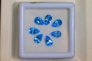 ลูกแพร์สวิสสีฟ้าบุษราคัมพลอยเจียระไนทรงหลวมหินบุษราคัมสีฟ้าขนาดพิเศษจากผู้ผลิต - Product Image 2