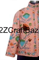 Veste bomber en coton Suzani tricotée à la main pour femmes, hiver, ethnique, bohème, indienne, séchage rapide, broderie florale, qualité export