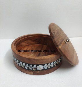 เครื่องอุ่นอาหารทำจากไม้รูปทรงกลมสำหรับภาชนะใส่อาหารหม้อร้อนดีไซน์โบราณ - Product Image 5