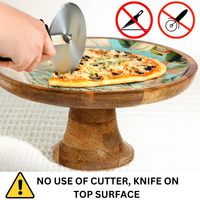 Support à gâteau en bois moderne et élégant avec motifs en émail Plateaux décoratifs pour servir lors des rassemblements de fêtes de mariage Diwali du Ramadan